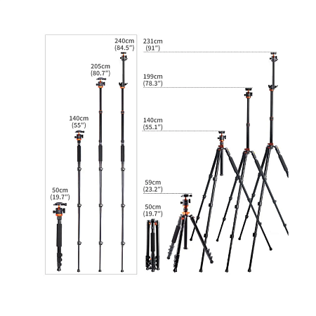 Штатив K&F Concept KF09.087V6 со штангой 360